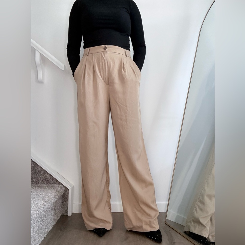 Reformation Tan Wide-Leg Women's Pants